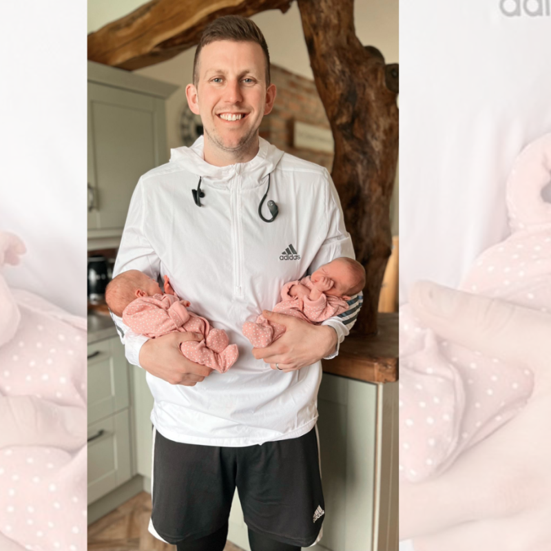 Father running the Great North Run for premature twin daughters